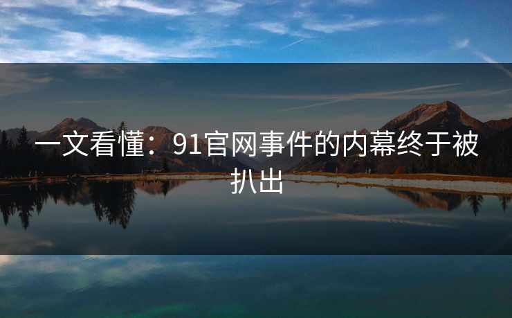 一文看懂：91官网事件的内幕终于被扒出