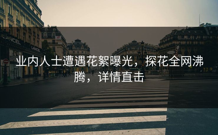 业内人士遭遇花絮曝光，探花全网沸腾，详情直击