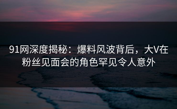 91网深度揭秘：爆料风波背后，大V在粉丝见面会的角色罕见令人意外