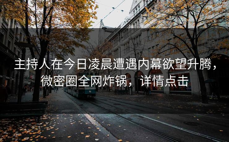 主持人在今日凌晨遭遇内幕欲望升腾，微密圈全网炸锅，详情点击