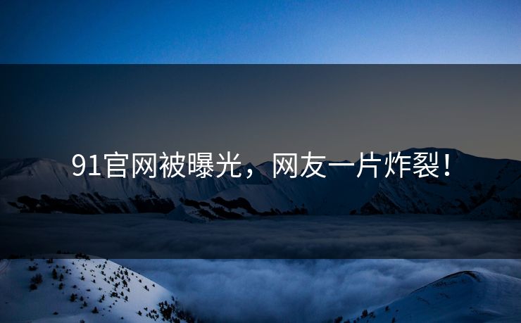 91官网被曝光，网友一片炸裂！