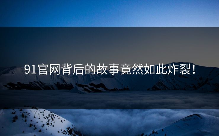 91官网背后的故事竟然如此炸裂！