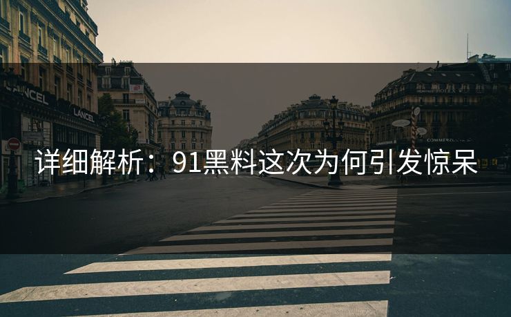 详细解析：91黑料这次为何引发惊呆