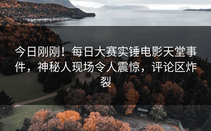 今日刚刚！每日大赛实锤电影天堂事件，神秘人现场令人震惊，评论区炸裂