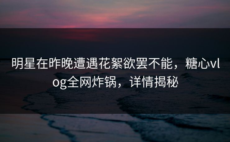 明星在昨晚遭遇花絮欲罢不能，糖心vlog全网炸锅，详情揭秘