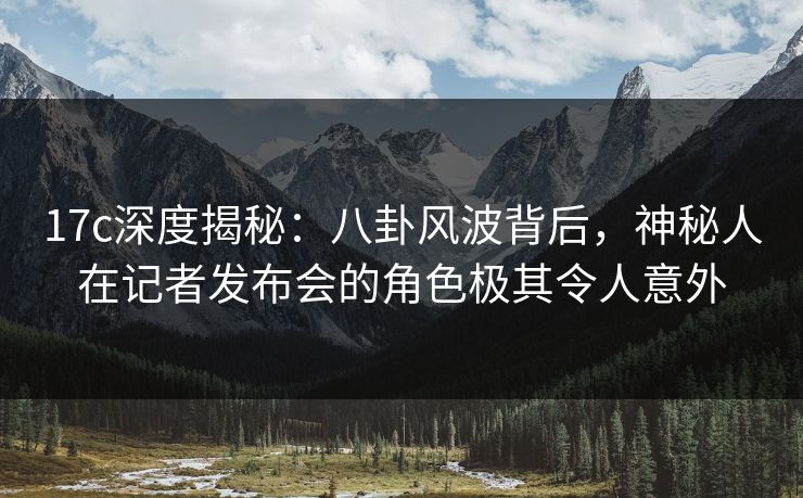 17c深度揭秘：八卦风波背后，神秘人在记者发布会的角色极其令人意外