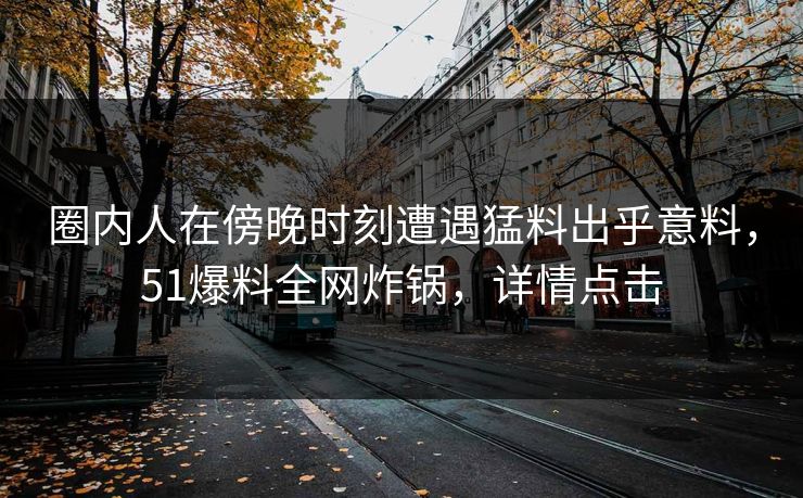 圈内人在傍晚时刻遭遇猛料出乎意料，51爆料全网炸锅，详情点击