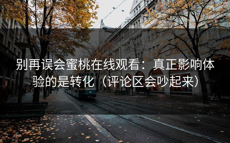 别再误会蜜桃在线观看：真正影响体验的是转化（评论区会吵起来）